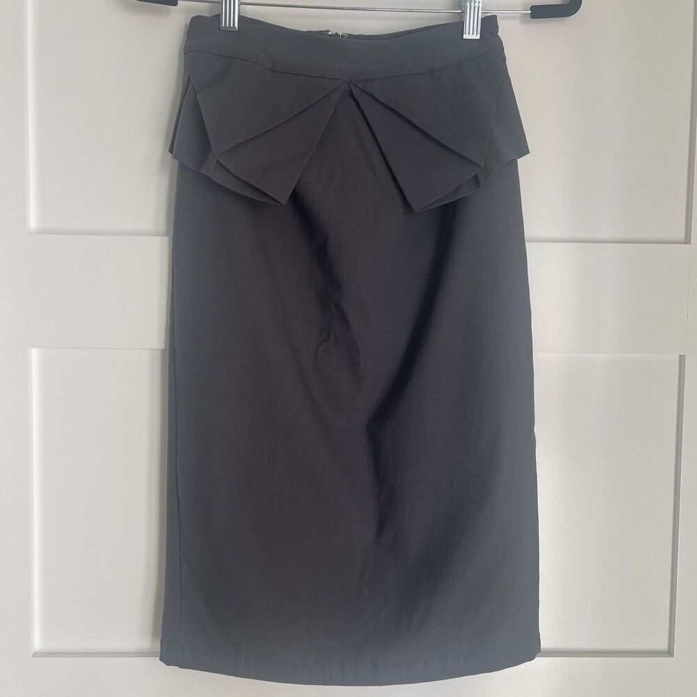 Grace Karin Womens Skirt Size S Gray Stretch Bow Peplum Cocktail Straight Pencil